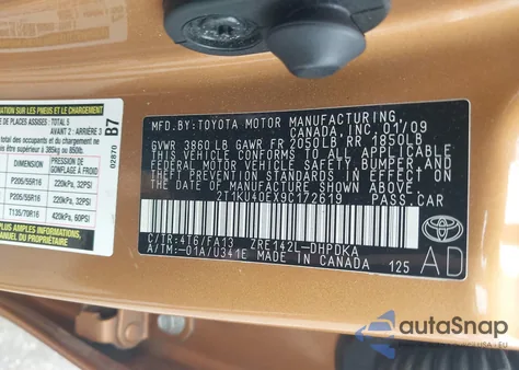 2009 Toyota Matrix from USA, damaged, VIN 2T1KU40EX9C172619